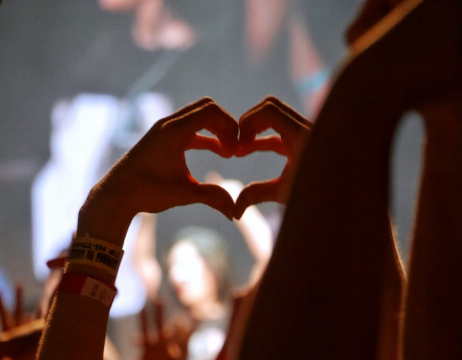 Fan’s sign of heart at a pop music concert